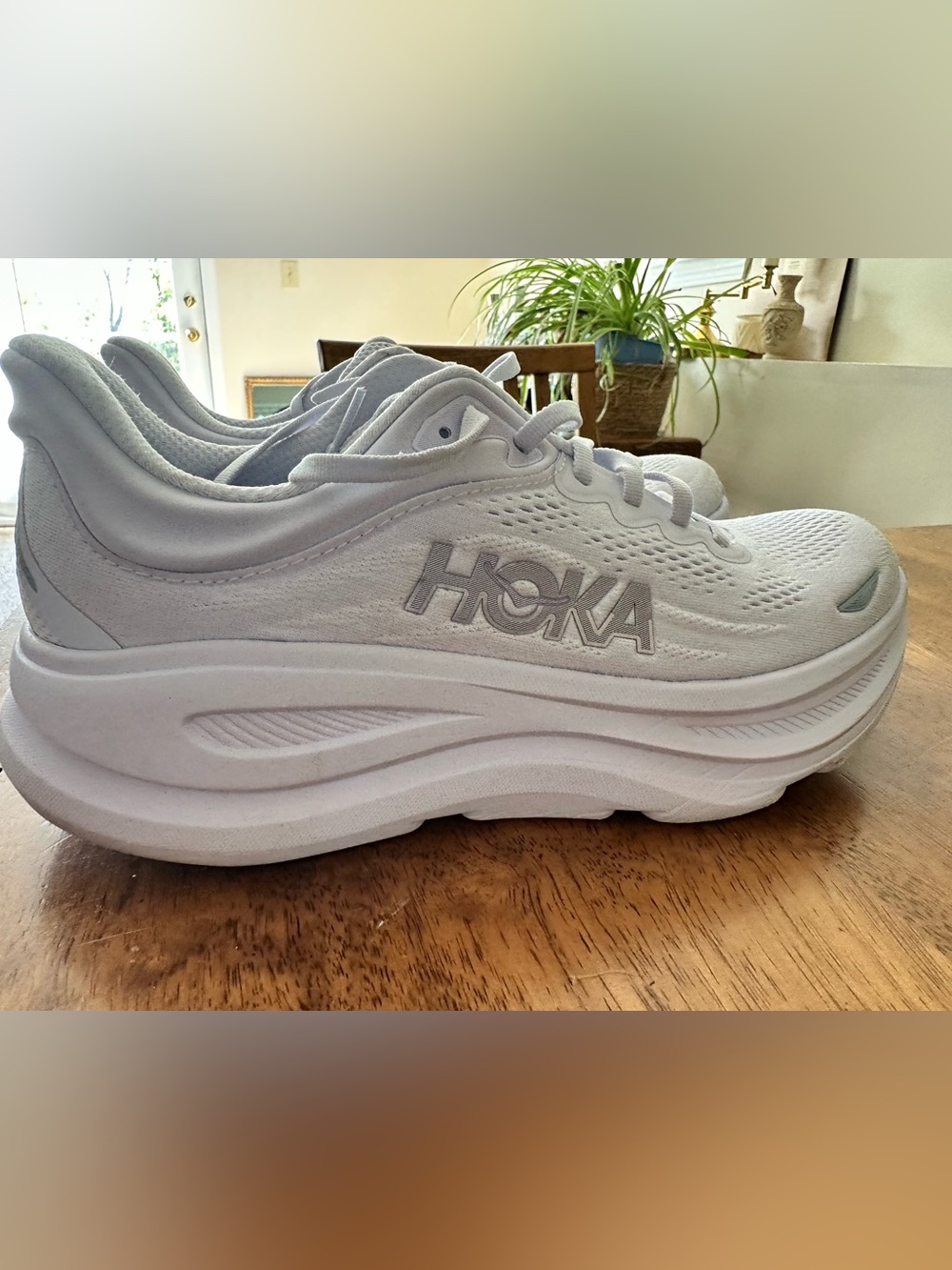 Hoka Bondi 9 Women's All-White Cushioned Running Sneakers
